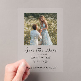 Invitaciones Acrílicas Save the Date Photo Minimalist Whimsical