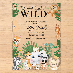 Invitaciones Acrílicas Se Pone Salvaje Safari Jungla Baby Shower