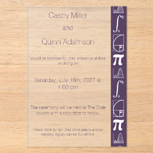 Invitaciones Acrílicas Se Suma en Acrílico de Boda Morado 