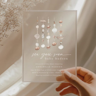 Invitaciones Acrílicas Sea You Pronto Boho Beach Baby Shower