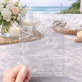 Invitaciones Acrílicas Sea You Soon Nautical Coastal Beach Baby Shower