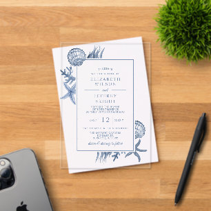 Invitaciones Acrílicas Seashells Ocean Beach Wedding