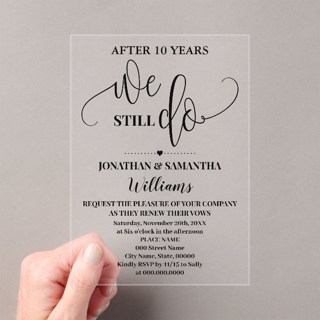 Invitaciones Acrílicas Seguimos cumpliendo el Aniversario del Boda Minima (Insitu (portátil))