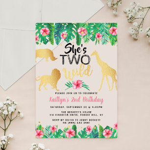 Invitaciones Acrílicas Segunda Fiesta de Cumpleaños de Dos Chicas Salvaje