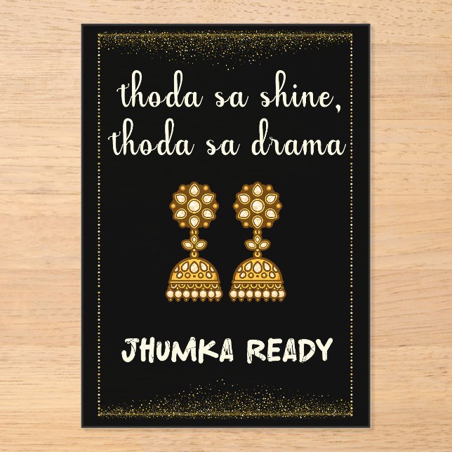Invitaciones Acrílicas señal de boda desi jhumka (Anverso)
