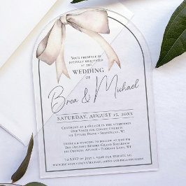 Invitaciones Acrílicas Sencilla acuarela Bow Elegante Boda De Arco Gris