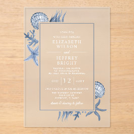 Invitaciones Acrílicas Sencilla boda de arena con cascos de playa