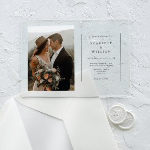 Invitaciones Acrílicas Sencilla Boda de Foto Horizontal Minimalista Moder