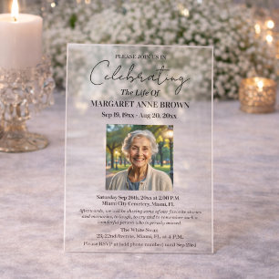 Invitaciones Acrílicas Sencilla Celebración Elegante De La Vida Foto