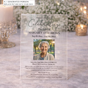 Invitaciones Acrílicas Sencilla Celebración Elegante De La Vida Foto 