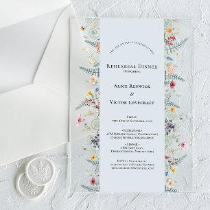 Invitaciones Acrílicas Sencilla cena de ensayo azul turbio de ferrina sil