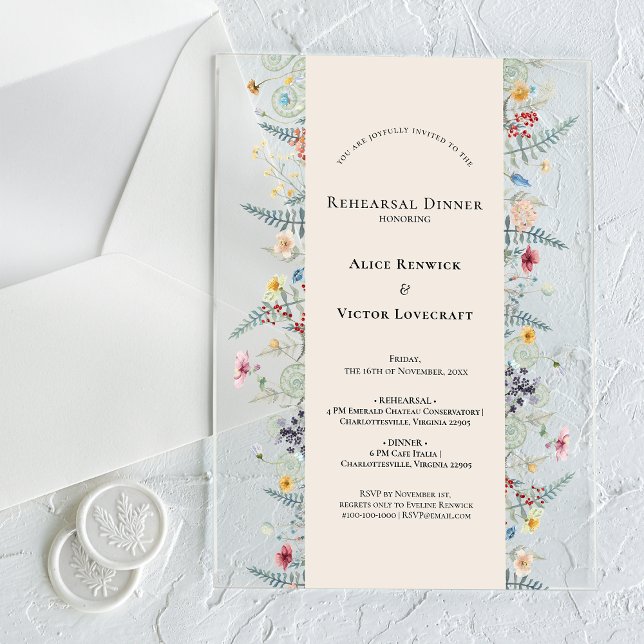 Invitaciones Acrílicas Sencilla cena de ensayo Fern Beige (Subido por el creador)