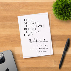 Invitaciones Acrílicas Sencilla Ducha Pareja Antes De Decir Que Hago Novi
