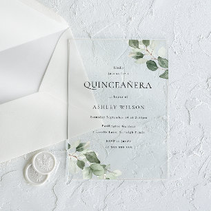 Invitaciones Acrílicas Sencilla Fiesta de Quinceañera Moderna Minimalista