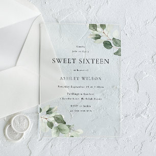 Invitaciones Acrílicas Sencilla fiesta moderna minimalista de hoja verde