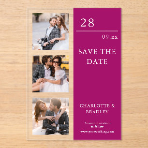 Invitaciones Acrílicas Sencilla foto de boda para guardar la fecha