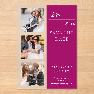 Invitaciones Acrílicas Sencilla foto de boda para guardar la fecha