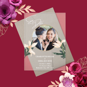 Invitaciones Acrílicas Sencilla Y Moderna Boda De Fotos Florales Ahorra L