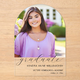 Invitaciones Acrílicas Sencillamente Elegante Arco Fotográfico Graduación