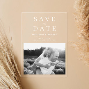 Invitaciones Acrílicas Sencillo Ahorro de Fecha de Boda con Foto Moderno