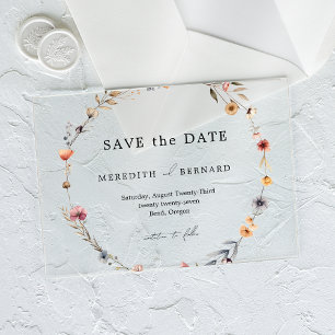Invitaciones Acrílicas Sencillo Ahorro de Fecha de Boda Floral Colorido