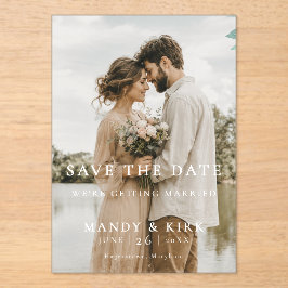 Invitaciones Acrílicas Sencillo Elegante Moderno Foto Boda Guardar la Fec