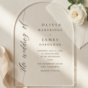 Invitaciones Acrílicas Sencillo Moderno Minimalista Claro Arqueado Boda