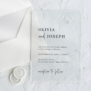 Invitaciones Acrílicas Sencillo Moderno y Minimalista Negro Boda