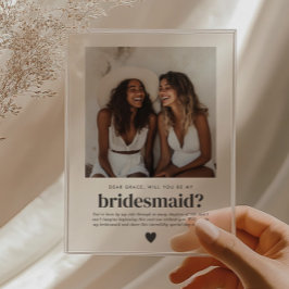 Invitaciones Acrílicas ¿Serás mi Dama de Honor Propuesta de Foto