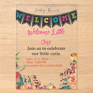 Invitaciones Acrílicas servilletas para baby shower de little cutie