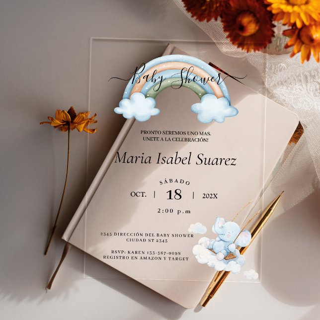 Invitaciones Acrílicas Sexo neutro del cacahuete de Baby Shower en españo (Spanish Baby Shower Peanut Gender Neutral Acrylic Invitations)
