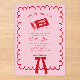 Invitaciones Acrílicas She Found Her Perfect Match Doodle Bridal Shower 