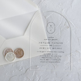 Invitaciones Acrílicas SHYLAH Monograma simple Boho moderno Boda único