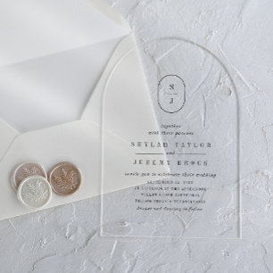 Invitaciones Acrílicas SHYLAH Monograma simple Boho moderno Boda único