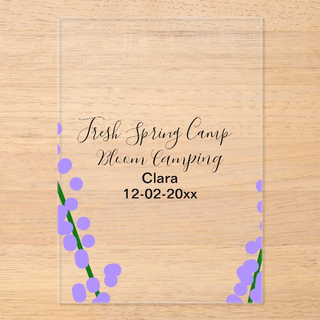 Invitaciones Acrílicas Si primavera fresca flores de lavanda para acampar (Anverso)