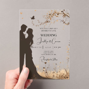 Invitaciones Acrílicas Silhouette de novia y novio
