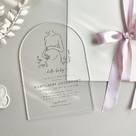 Invitaciones Acrílicas Silhouette Minimalista Baby Shower