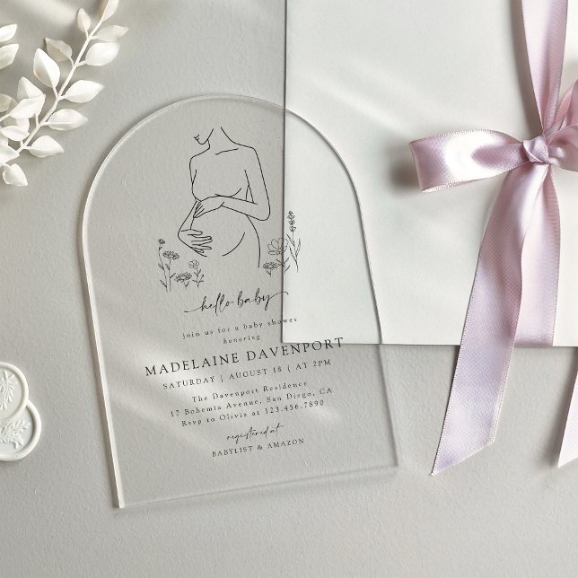 Invitaciones Acrílicas Silhouette Minimalista Baby Shower (Subido por el creador)