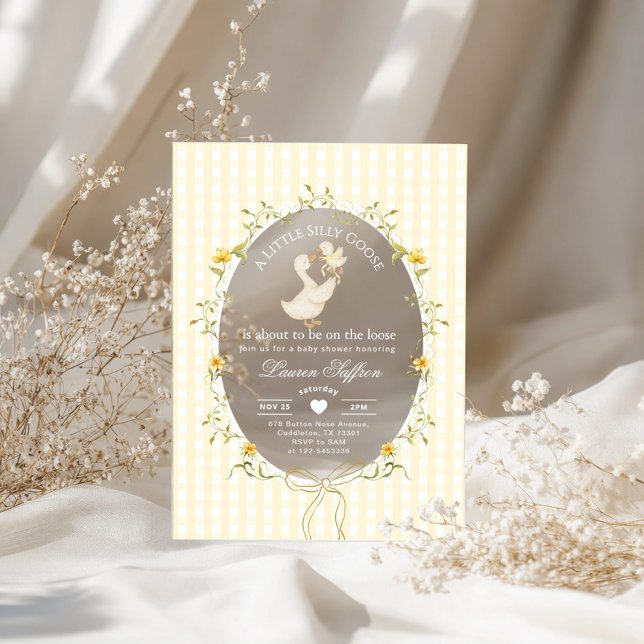 Invitaciones Acrílicas Silly Goose Gender neutral Whimsical Baby Shower (Subido por el creador)