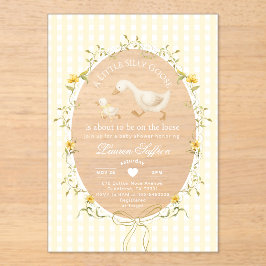 Invitaciones Acrílicas Silly Goose Yellow Gingham Baby Shower