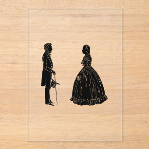 Invitaciones Acrílicas silueta de abraham lincoln mary todd lincoln