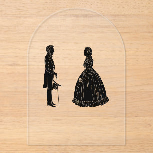Invitaciones Acrílicas silueta de abraham lincoln mary todd lincoln