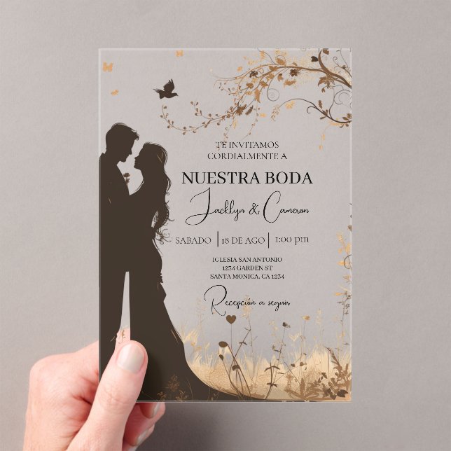 Invitaciones Acrílicas Silueta de amistad y novia (Insitu (portátil))