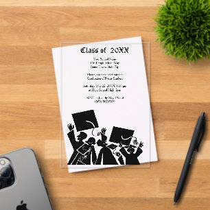 Invitaciones Acrílicas Silueta de graduación Grupo Clase de 20XX