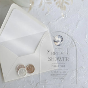 Invitaciones Acrílicas Silver Disco Ball Sparkle Bridal Shower
