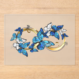 Invitaciones Acrílicas Símbolo infinito de mariposas Morpho azules