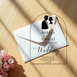 Invitaciones Acrílicas Simple Boda Romántica Romántica Y Blanca Elegante