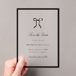 Invitaciones Acrílicas Simple Bow Clásico Ahorra la Fecha Boda