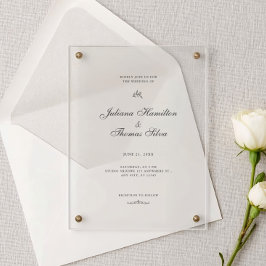 Invitaciones Acrílicas Simple Calligraphy Minimalist Wedding