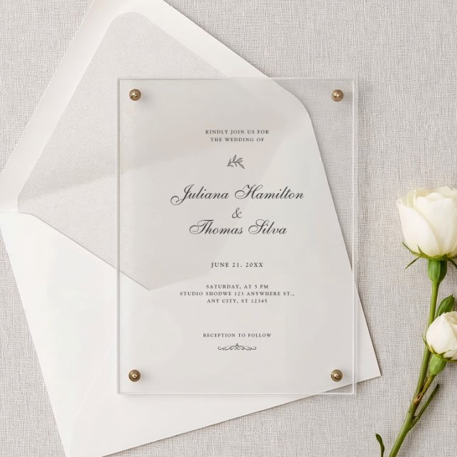 Invitaciones Acrílicas Simple Calligraphy Minimalist Wedding (Subido por el creador)